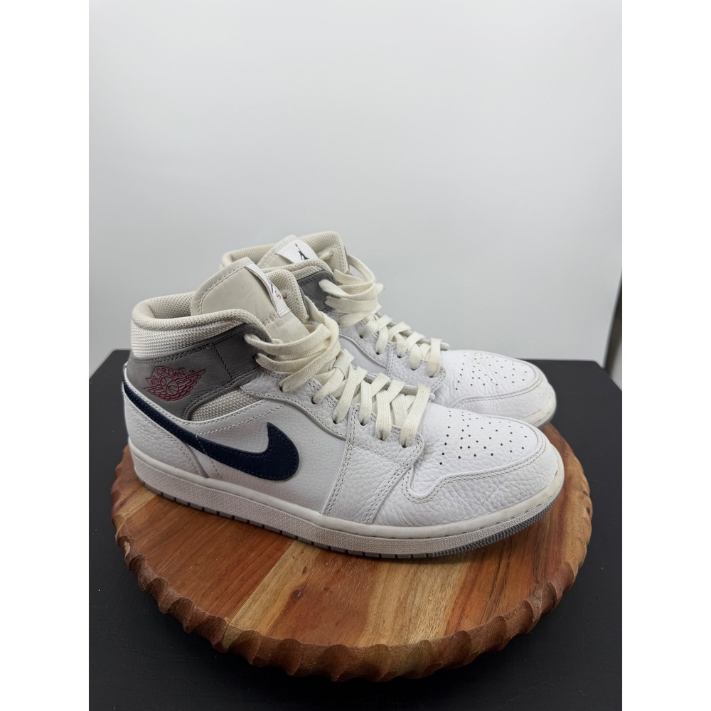 Nike Air Jordan 1 Mid Paris Mens Size 10.5 White Grey Navy Blue DR8038-100